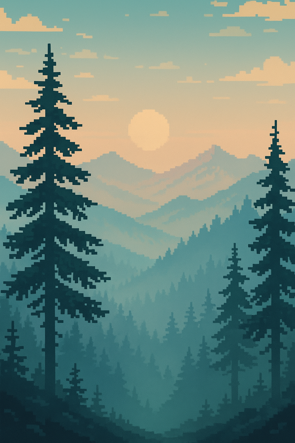 City skyline pixel art